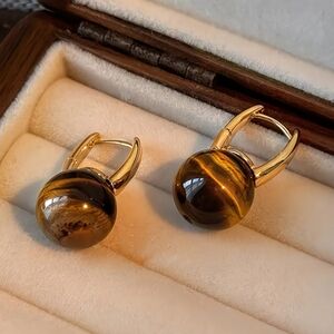 Gold Tiger Eye Earrings